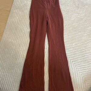 Aritzia Wide Leg High-Waisted Pants in Rust